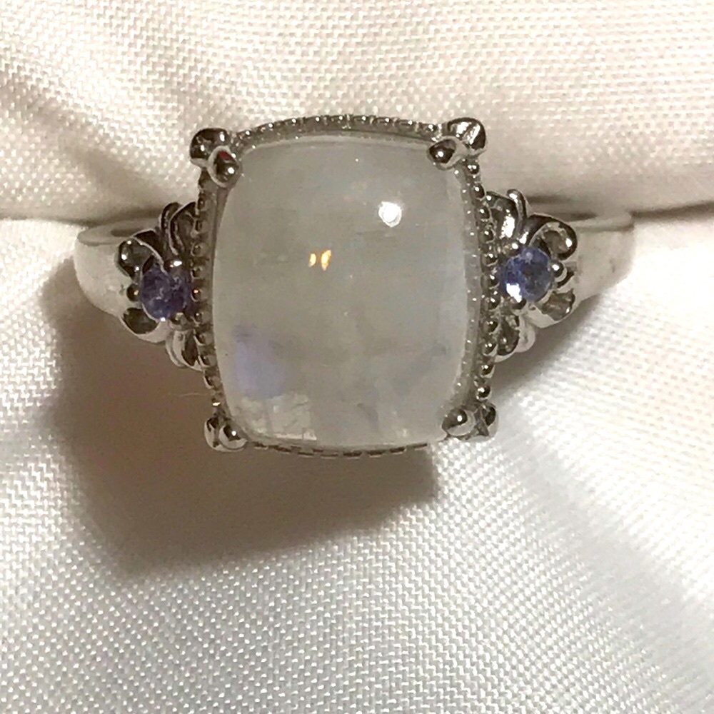 Moonstone w/ Tanzanite accents Ring Sz 10.